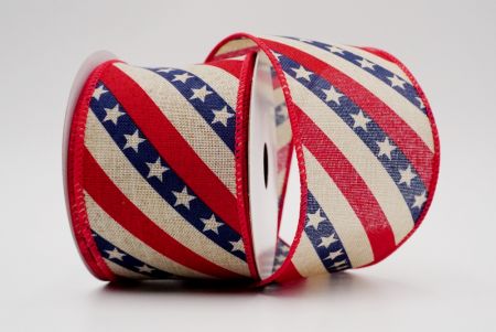 July-4th Celebrate_Matellic woven ribbon_brown ground with USA